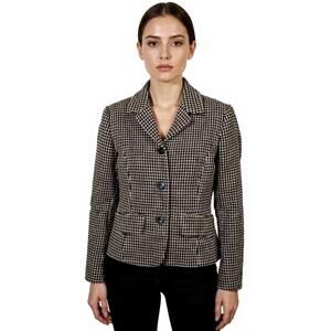 Vintage Grandpa Ann Taylor Brown Tan Plaid Blazer Coat Wool